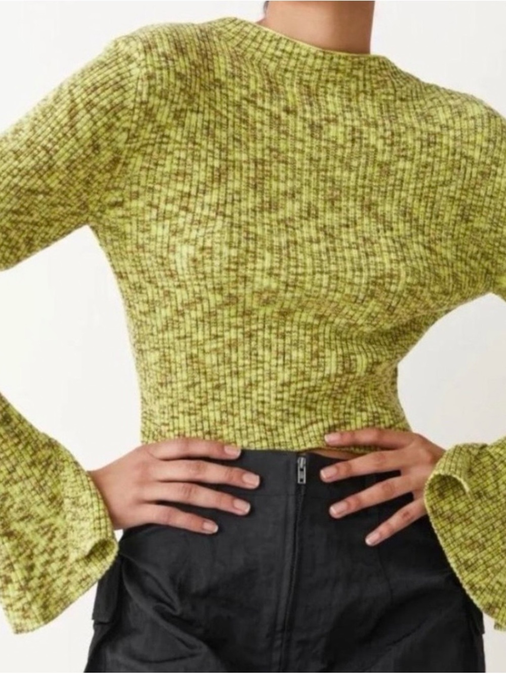 & Other Stories Cropped Ribbed Knit Top
